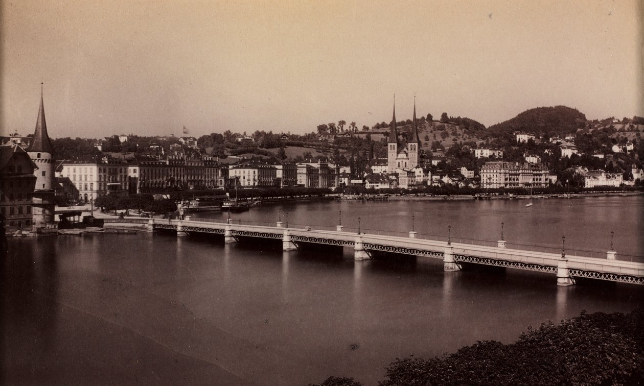 Uzaklıkta Kasabalı İsimsiz Köprü, 19. yüzyıl. by Unbekannt