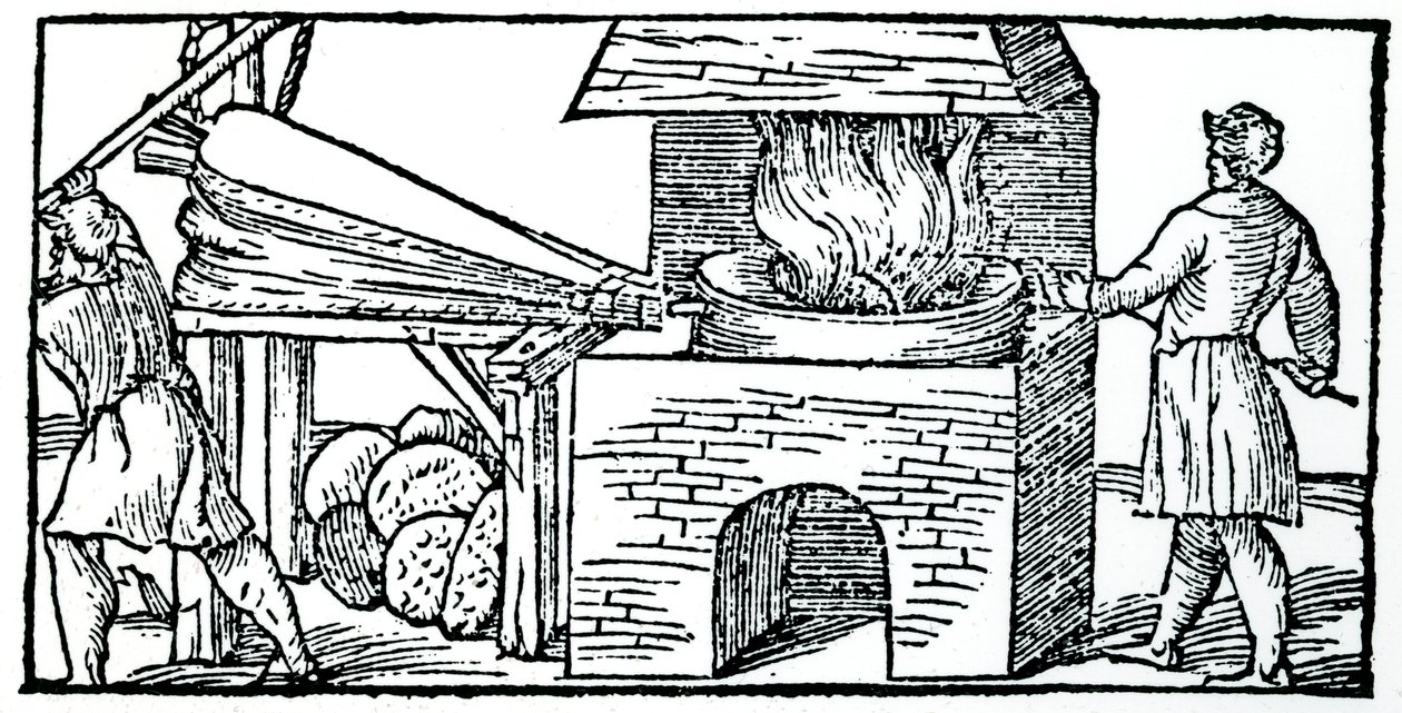 Bir fırında çekişi artırmak için körük kullanma, 1540 by Unbekannt