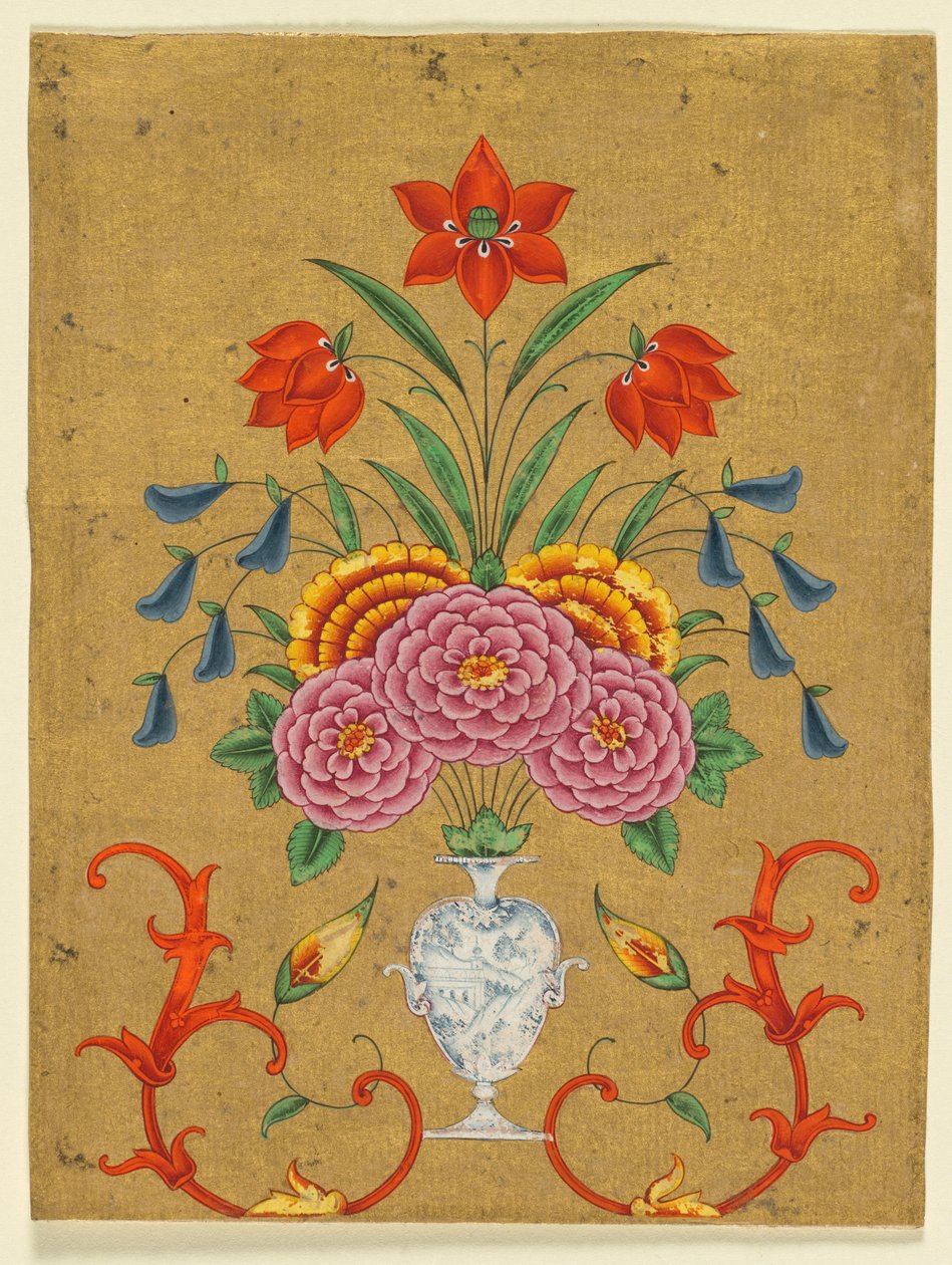 Çiçek aranjmanlı ve oymalı vazo, c. 1750-1800. by Unbekannt