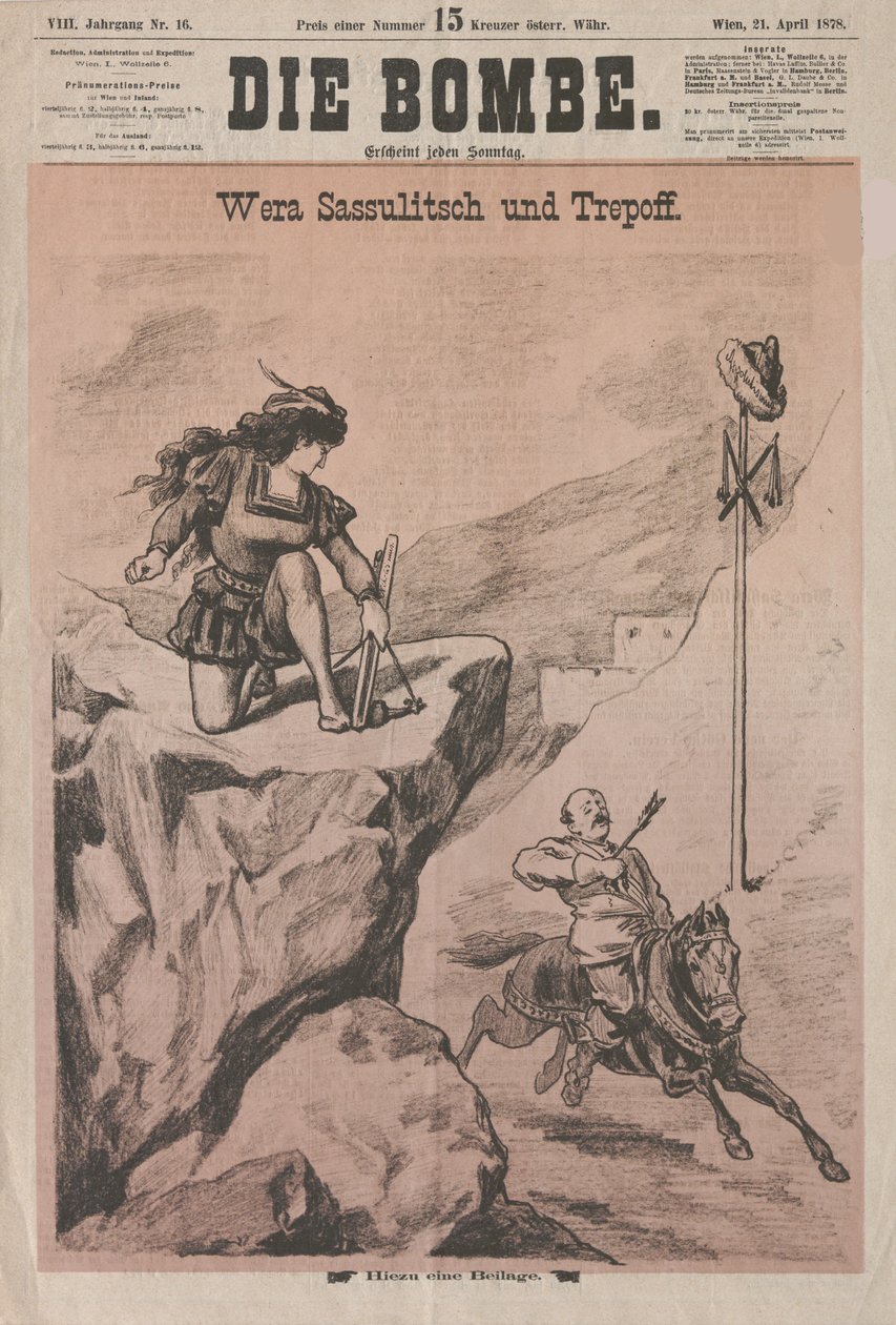 Vera Zasulich ve Trepov Die Bombe, 1878. by Unbekannt