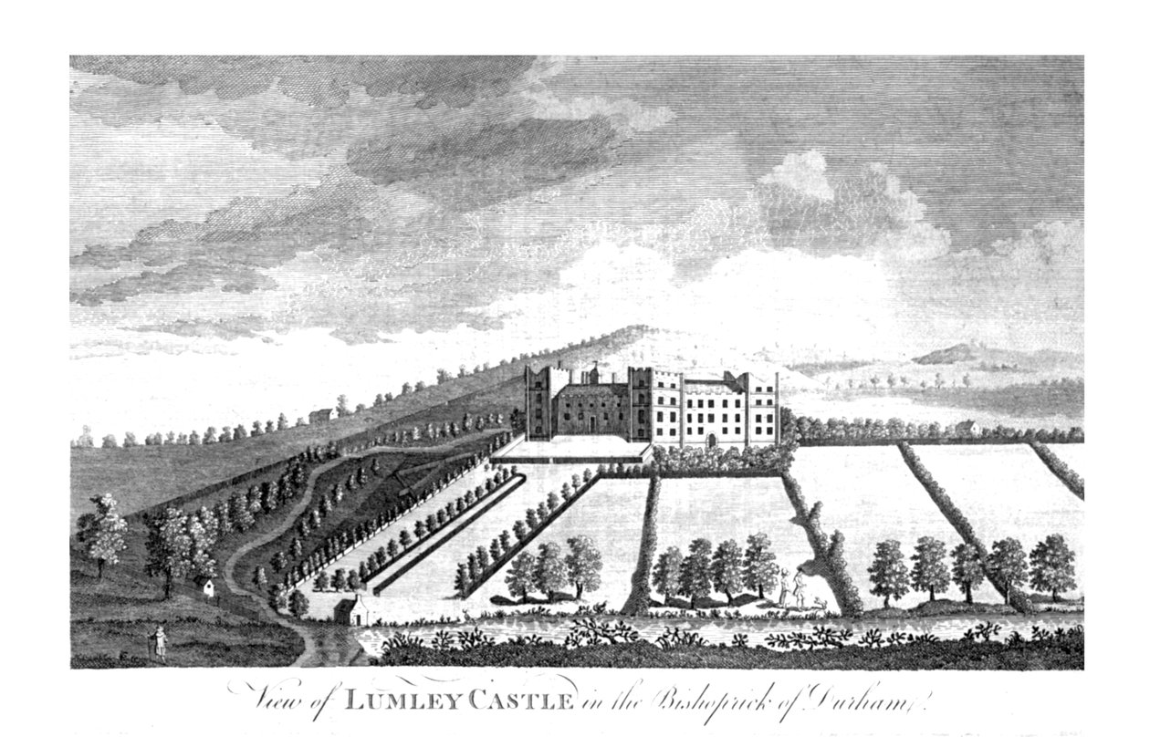 Durham Piskoposluğu'ndaki Lumley Kalesi'nin görünümü, c1779-1790 by Unbekannt