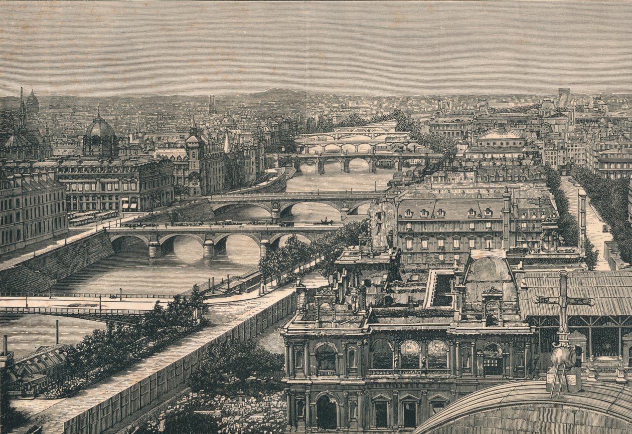 Yedi Köprüyü Gösteren Paris Manzarası, 1882 by Unbekannt