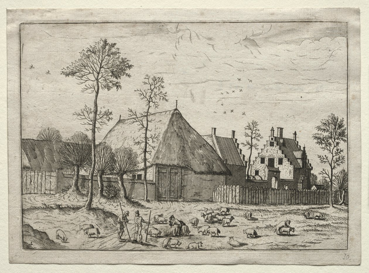 Brabant ve Campine Köylerinden Görünüm: Sürülü Çobanlar, c. 1559. by Unbekannt