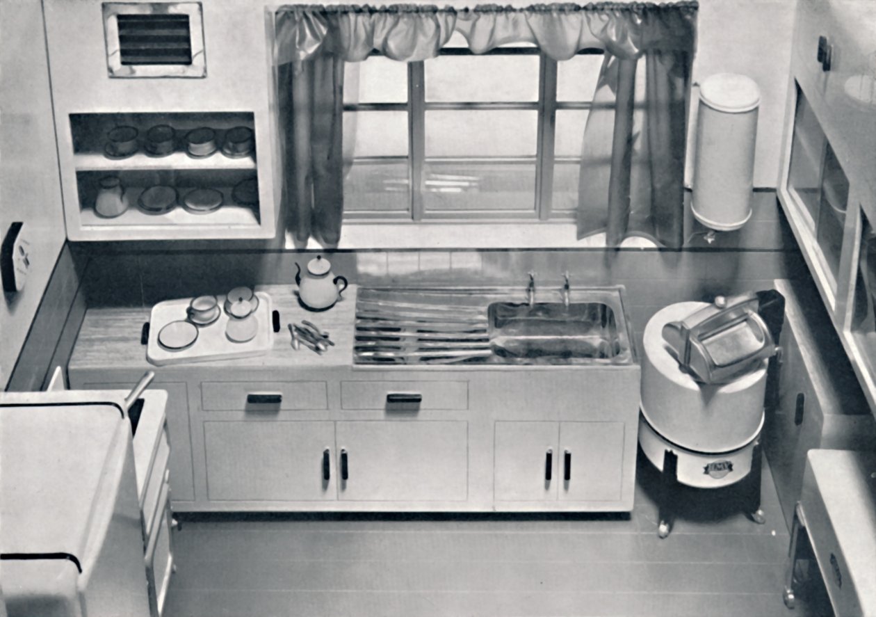 H.M.V. tarafından tasarlanan bir mutfağın görünümü. Ev Aletleri, 1938 by Unbekannt