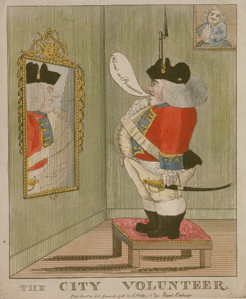 Aynada kendini beğenen iri yapılı bir City gönüllüsünün görüntüsü, 1785 by Unbekannt