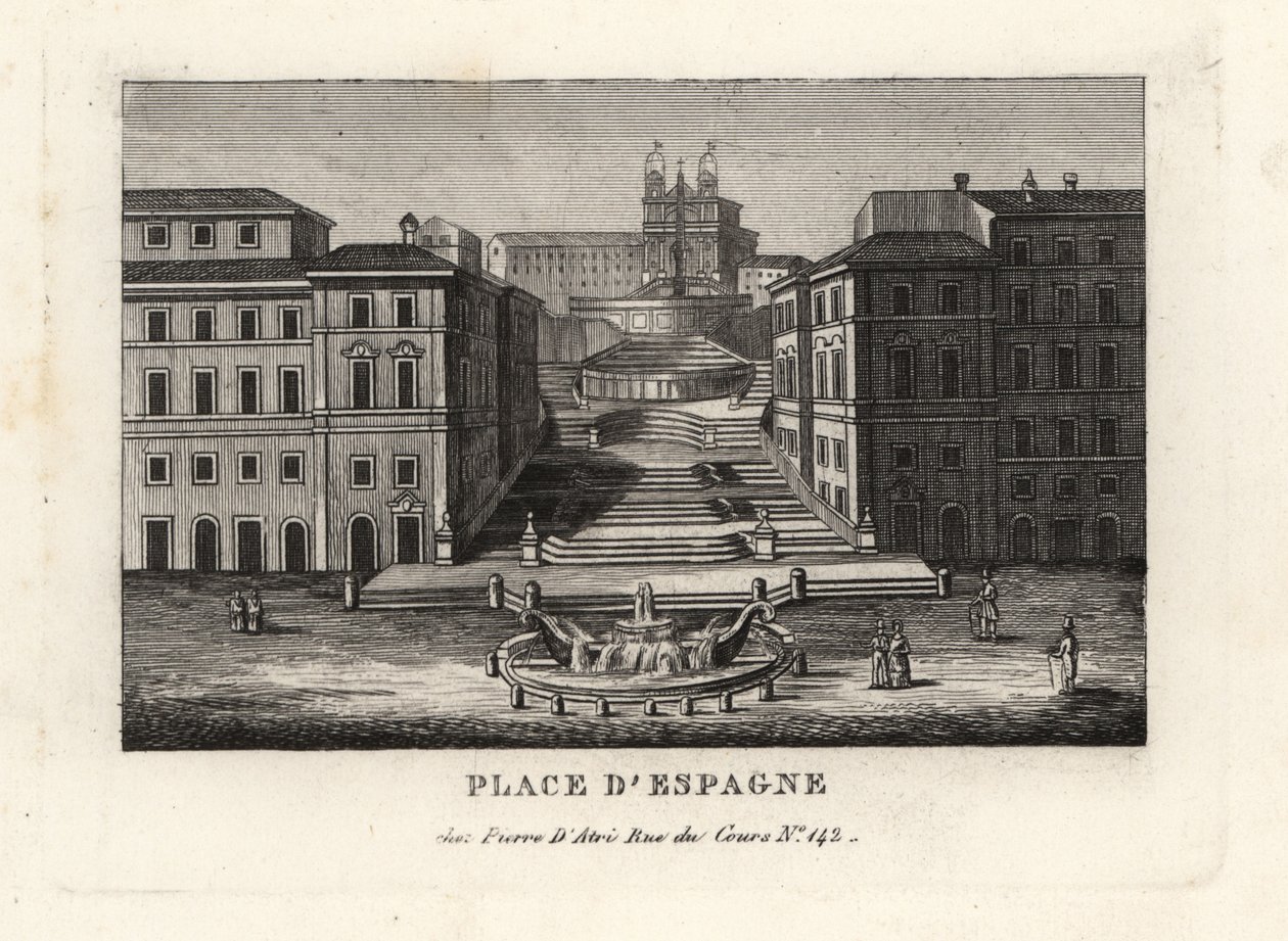 Piazza di Spagna, Fontana della Barcaccia, Tekne Çeşmesi ve Scalinata di Trinita dei Monti, İspanyol Merdivenleri, Roma manzarası by Unbekannt