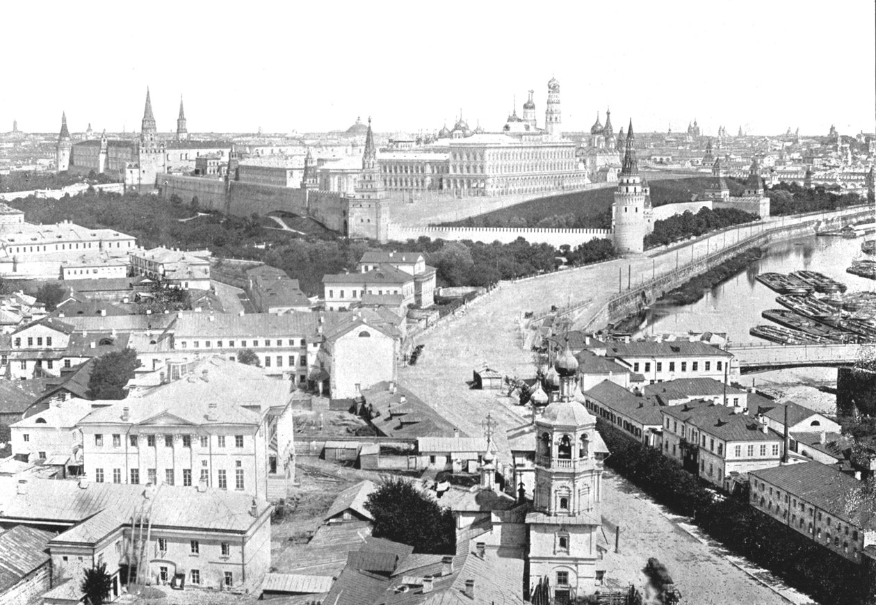 Şehir ve Kremlin manzarası, Moskova, Rusya, 1895. by Unbekannt