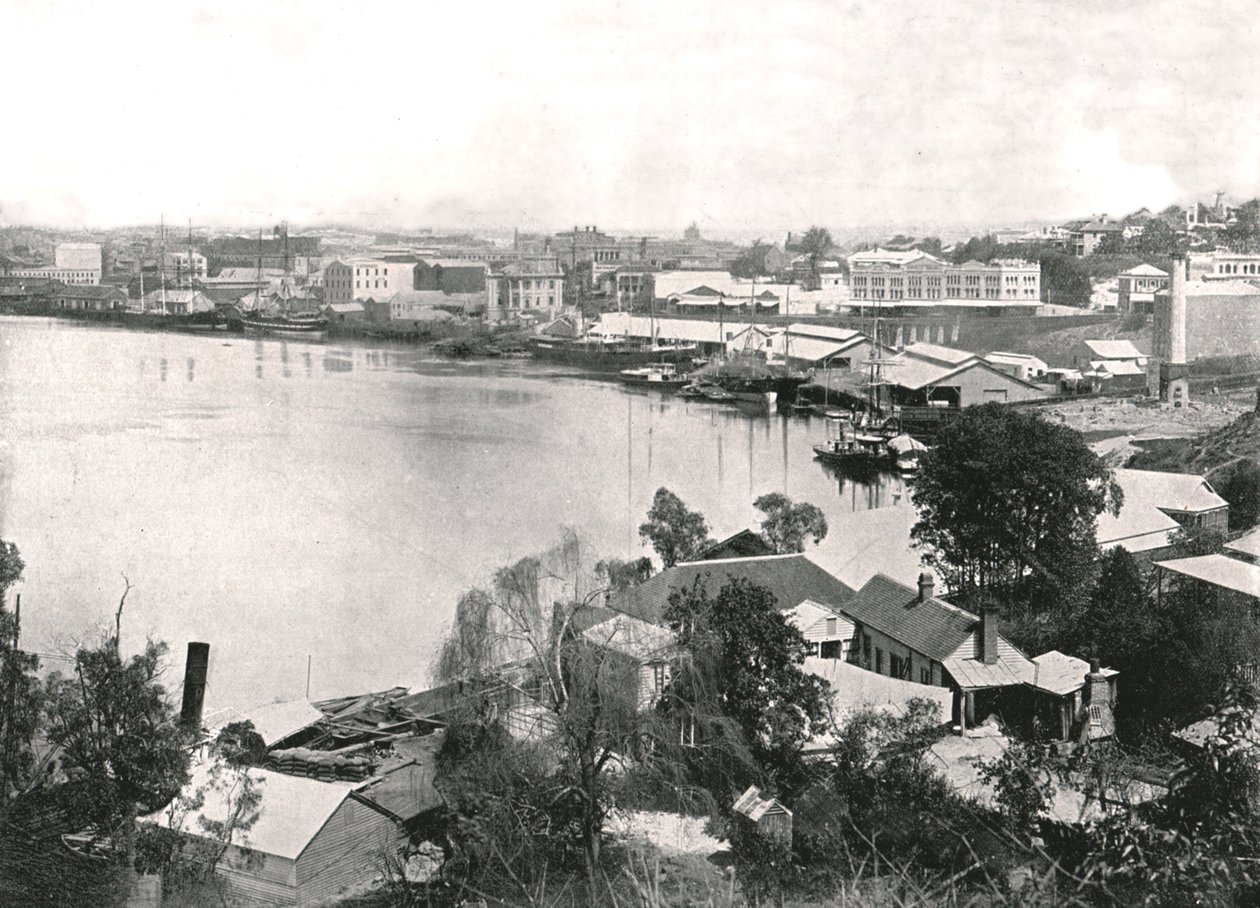 Şehir ve nehir manzarası, Brisbane, Avustralya, 1895. by Unbekannt