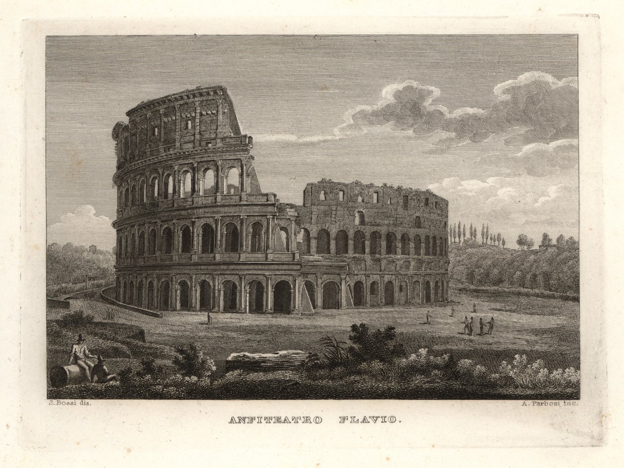 Flavian Amfitiyatrosu kalıntılarının görünümü, Anfiteatro Flavio, Roma by Unbekannt