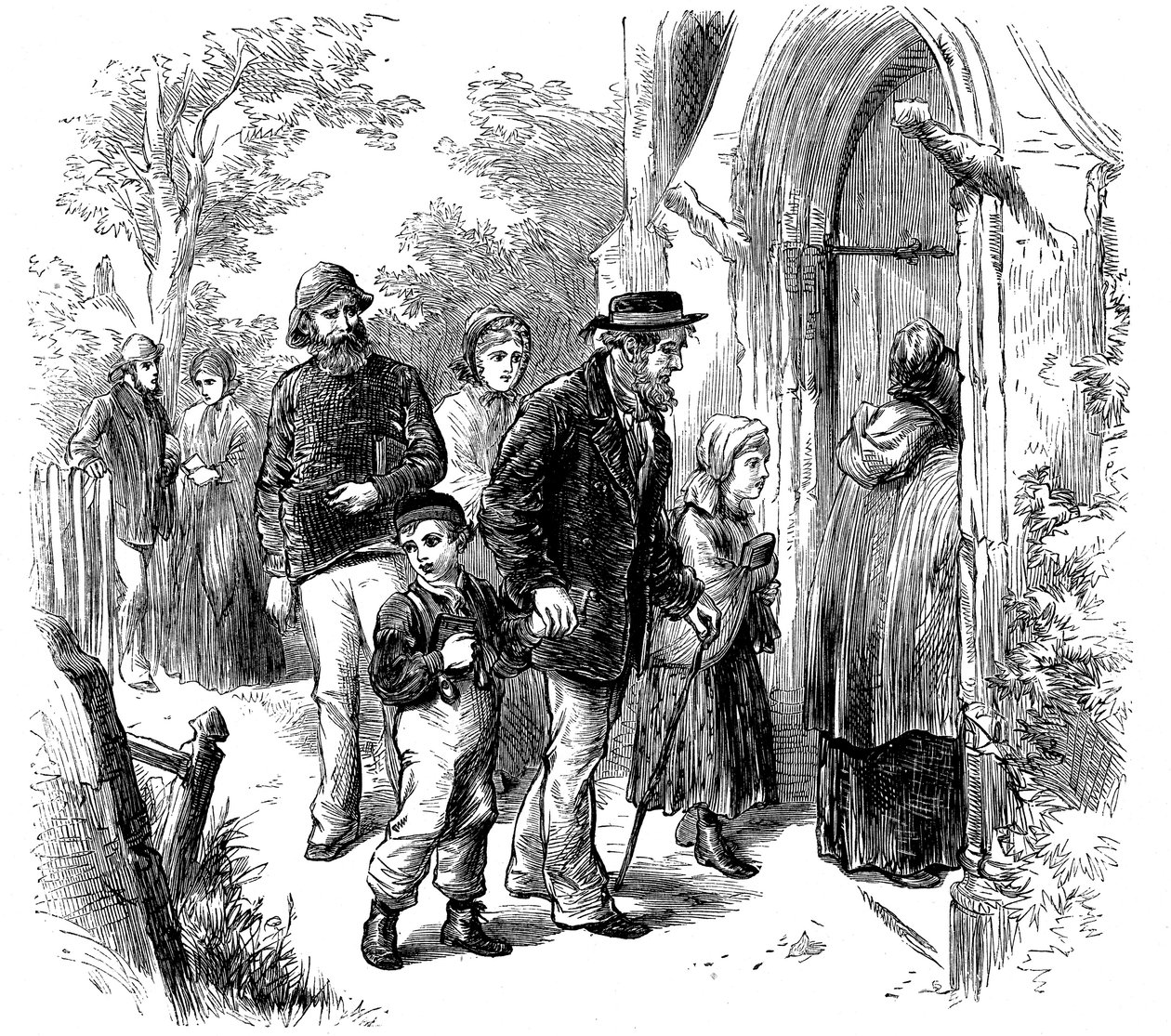Pazar günü kiliseye giden köylüler, Londra, 1872 by Unbekannt