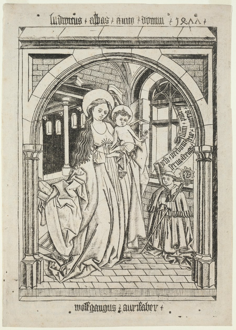 Bakire ve Çocuk, Abbot Ludwig Kneeling, 1400