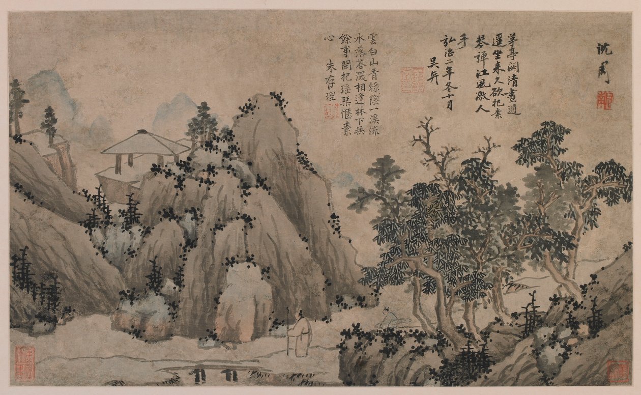 Bir Dağ Çayı yanında yürüyüş, Ming hanedanı, 1368-1644. by Unbekannt