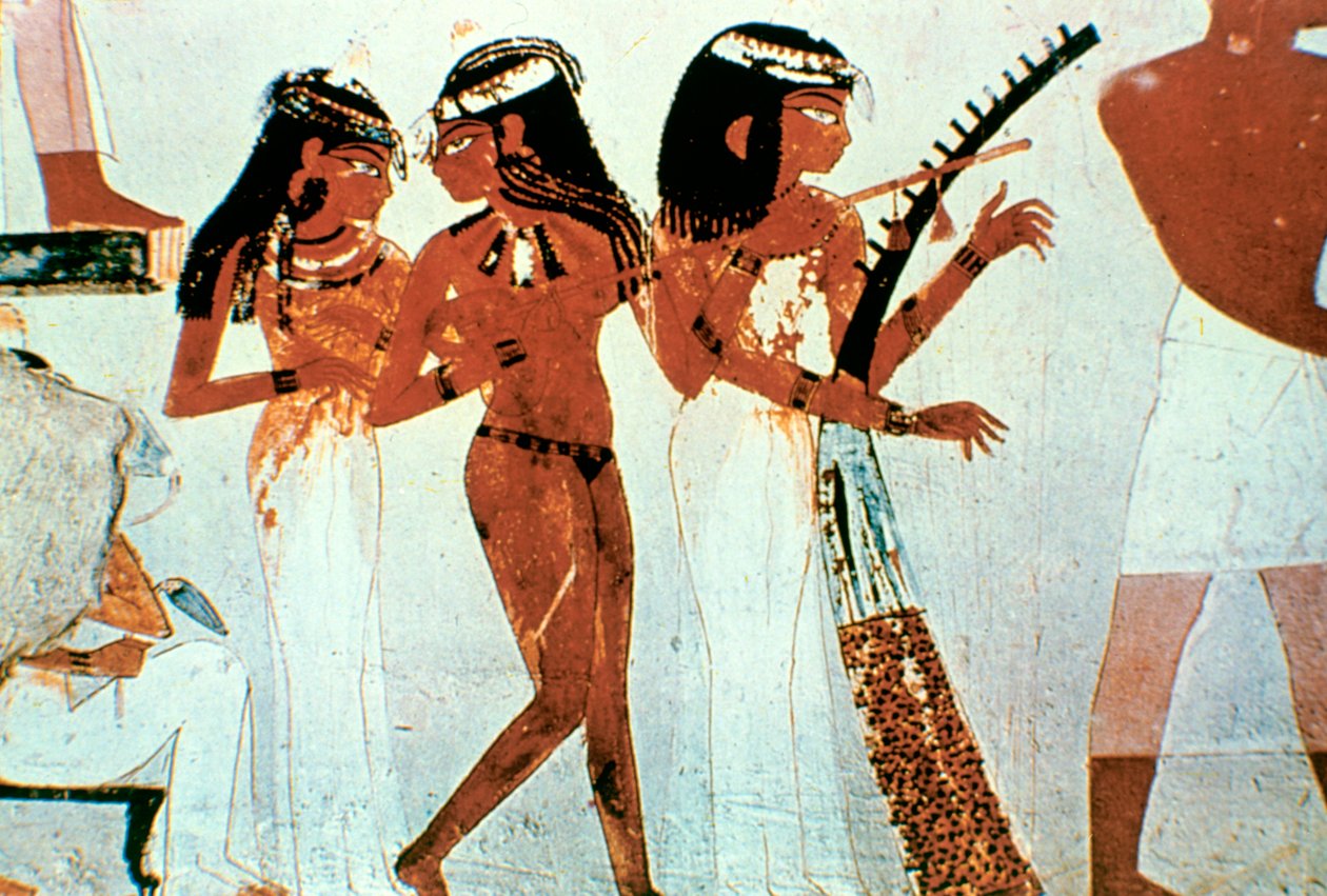 Duvar Resmi, Detay, Müzisyenler Grubu, Nakht Mezarı, Thebes by Unbekannt
