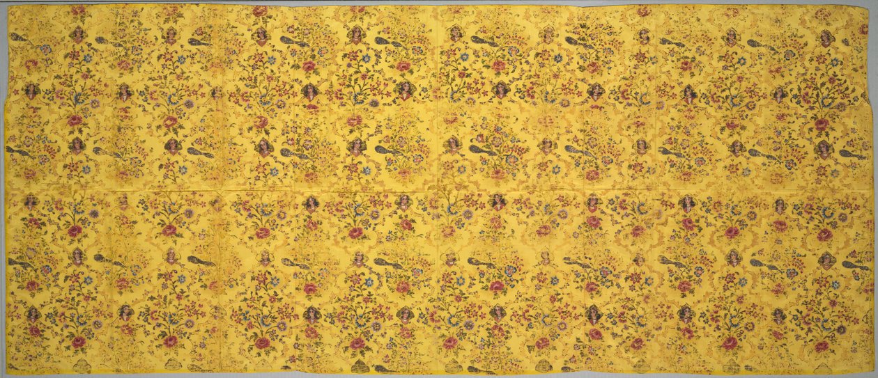 Flora, tavus kuşu ve portre madalyonlarıyla duvar kapağı, 1800