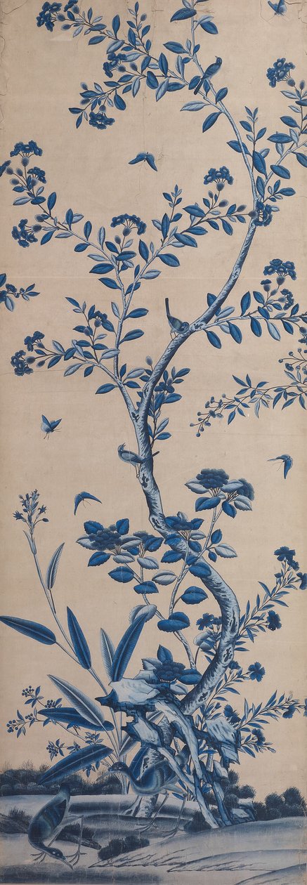 Kuşlar ve Çiçekli Ağaçlar ile Duvar Kağıdı Paneli, Çin, 18. yüzyılın sonlarında 19. yüzyıl. by Unbekannt