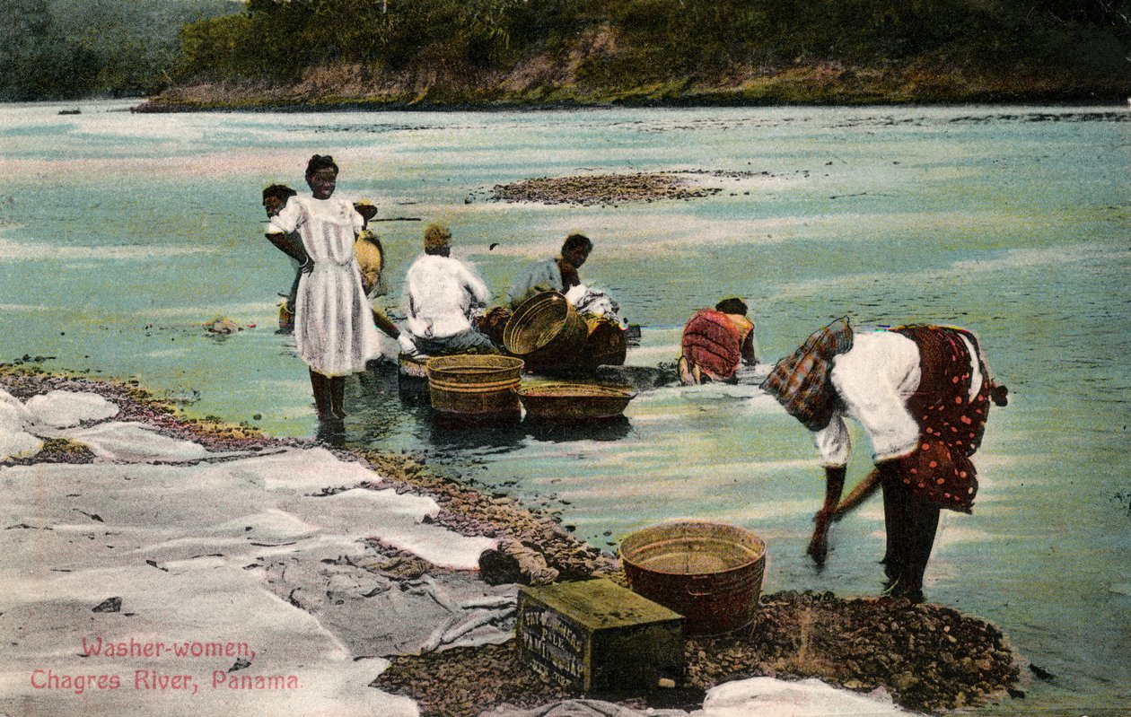Çamaşırcı Kadınlar, Charges River, Panama, 20. yüzyılın başları by Unbekannt