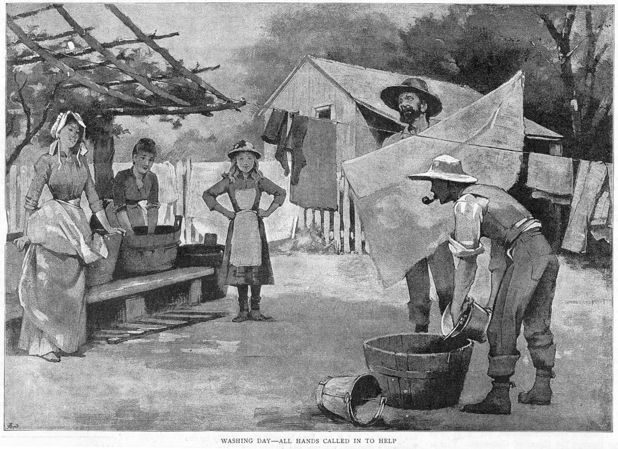 Yıkama Günü - Tüm Eller Yardıma Çağrıldı, 1889 by Unbekannt