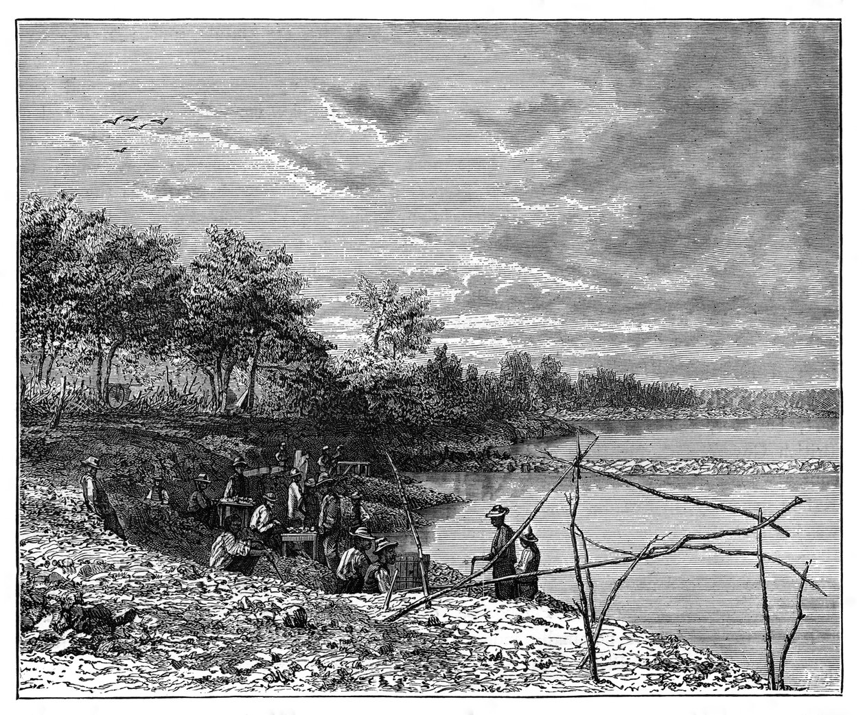 Vaal Nehri kıyısında elmas için kum yıkamak, Güney Afrika, c1890 by Unbekannt
