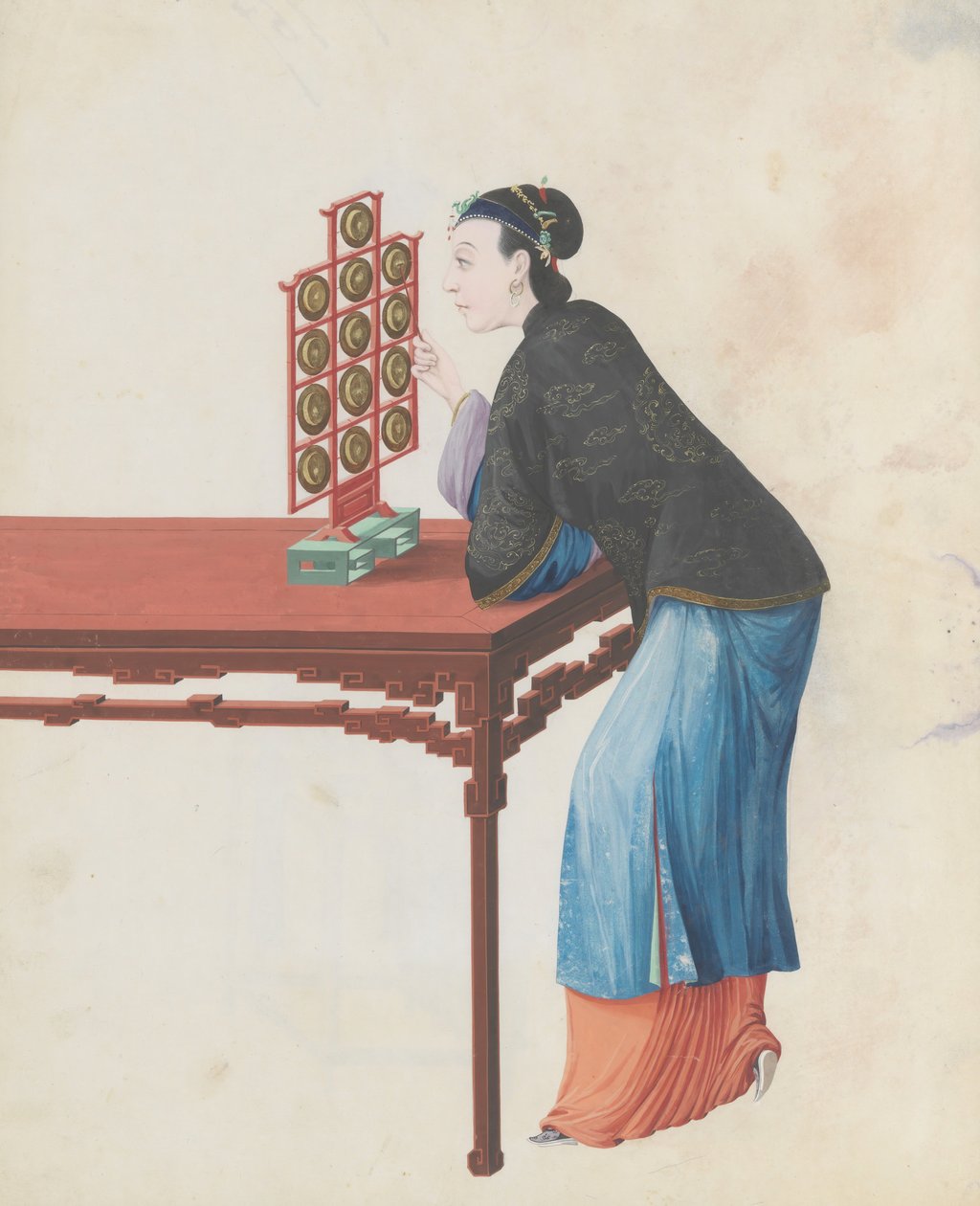 Yunluo çalan müzisyenin sulu boyası, 18. yüzyılın sonlarında. by Unbekannt