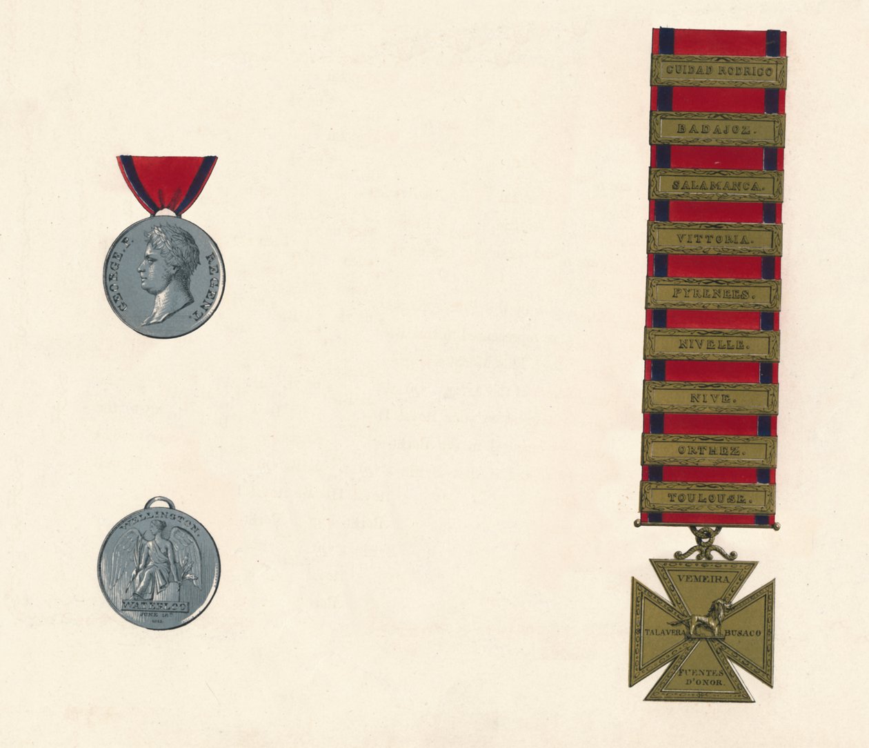 Waterloo ve Askeri Genel Hizmet Madalyası 1793-1814, 19. yüzyıl by Unbekannt