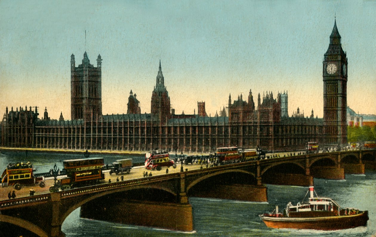Westminster Köprüsü ve Parlamento Binaları, Londra, c1910. by Unbekannt