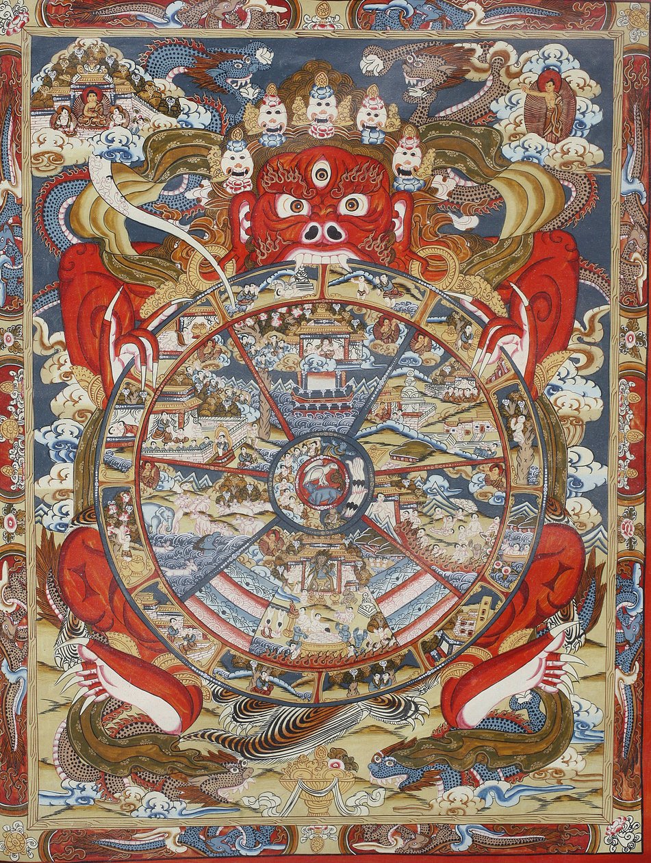 Yaşam çarkı veya Samsara çarkı (Mandala). Kopan Manastırı, Bhaktapur, Nepal by Unbekannt