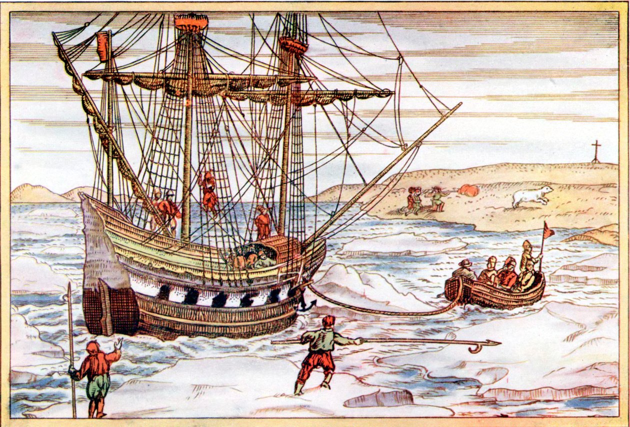 Willem Barents, 1594-1597 Arktik buzu arasında gemi by Unbekannt