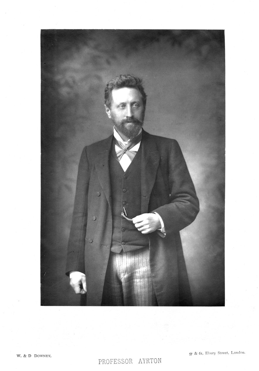 William Edward Ayrton 1847-1908, İngiliz fizikçi, elektrik mühendisi ve mucit, c1890 by Unbekannt