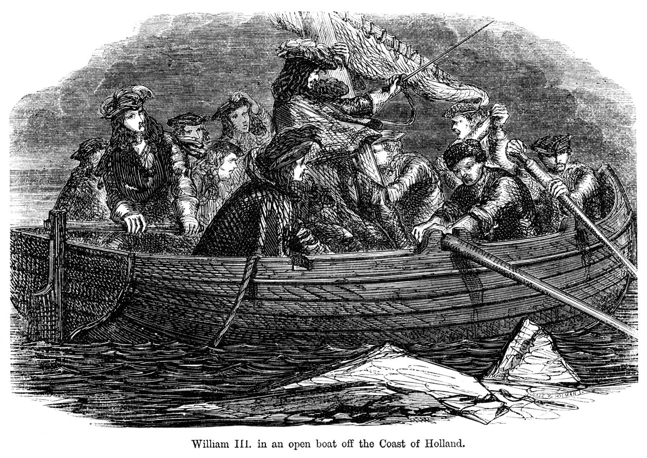 William III, Hollanda kıyılarında açık bir teknede by Unbekannt