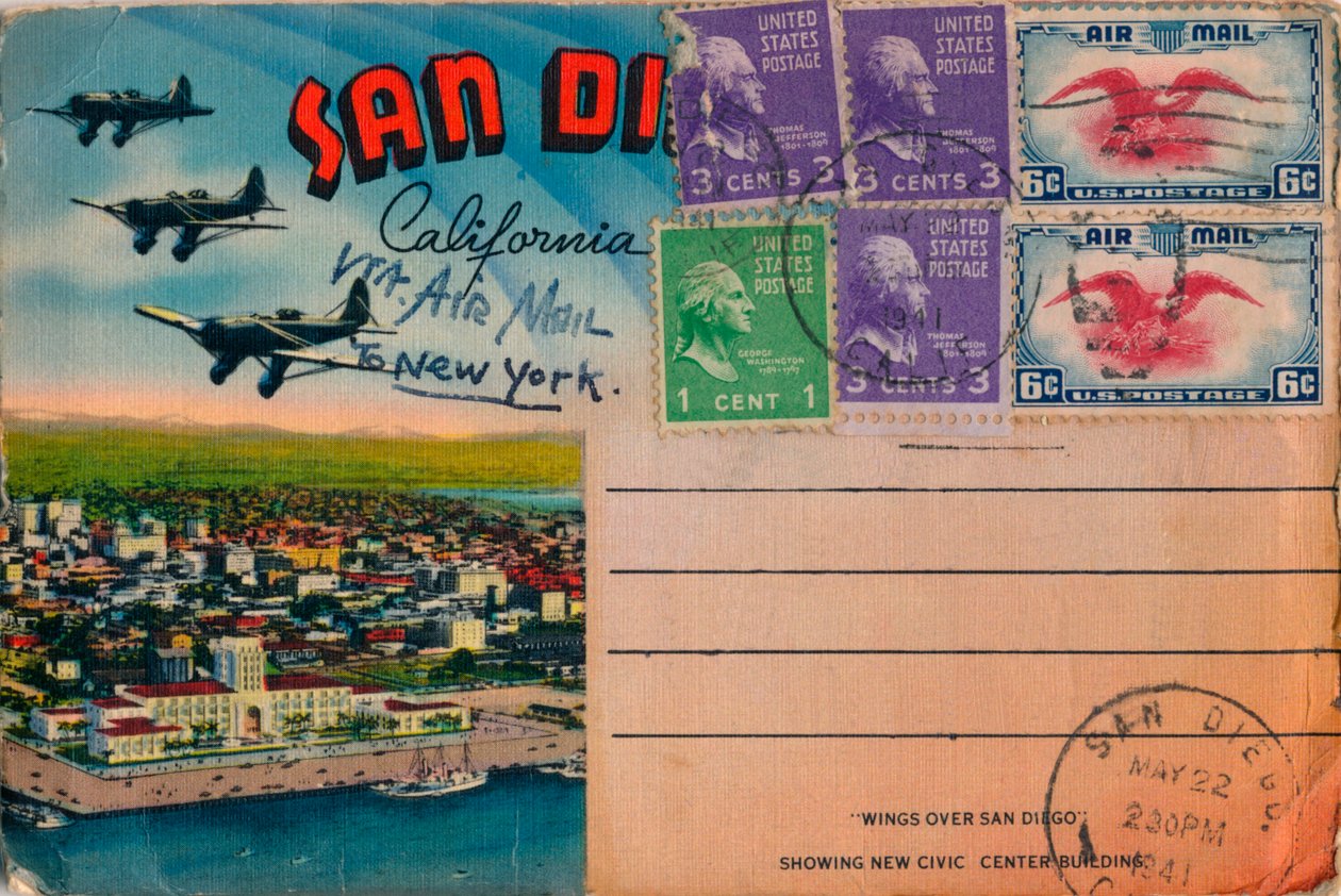 San Diego Üzerinde Kanatlar - Yeni Civic Center Binası, c1941 gösteriliyor by Unbekannt