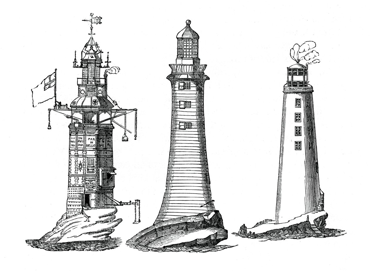 Winstanley, Smeaton ve Rudyerd fenerleri, 1833 by Unbekannt