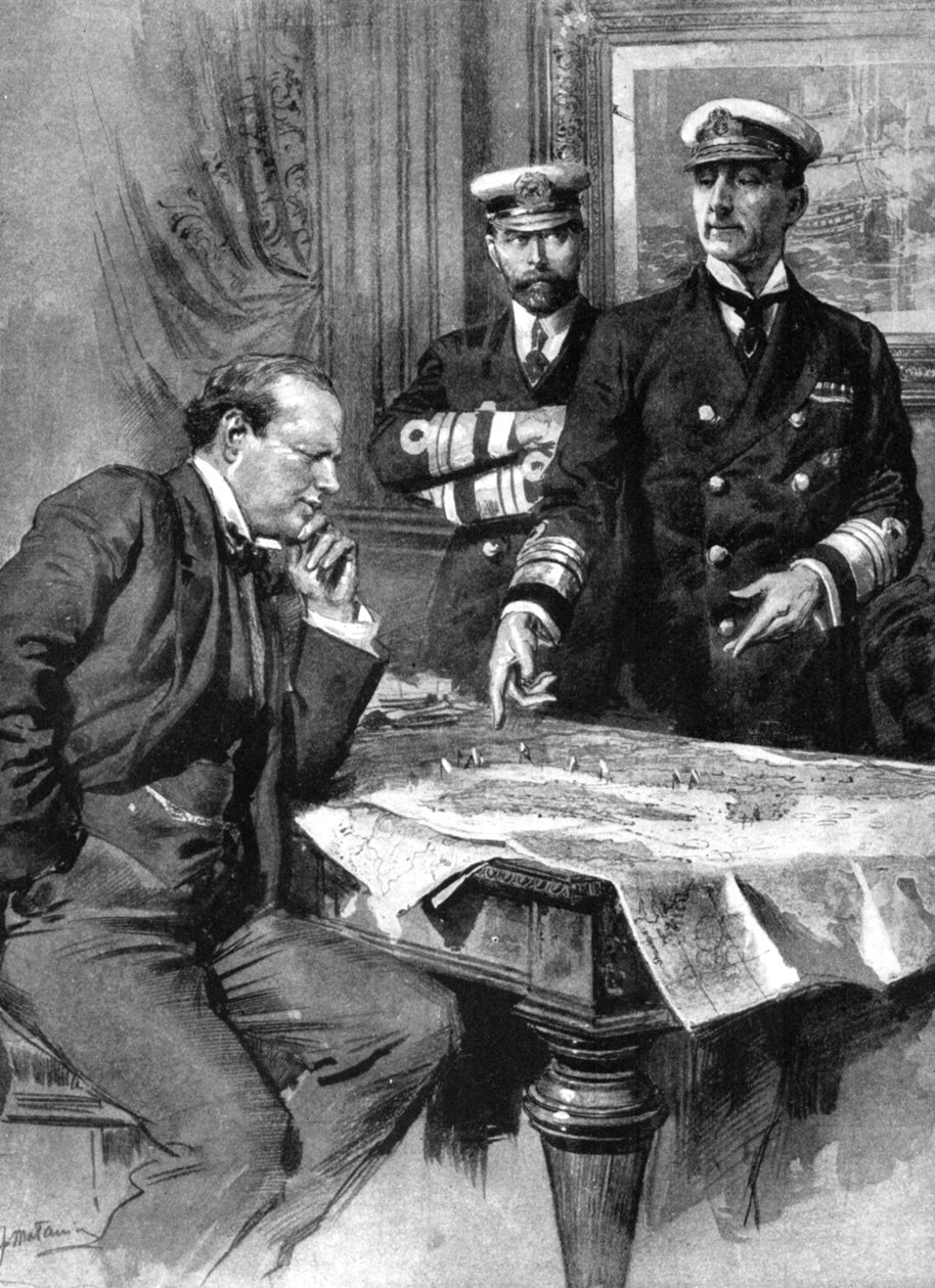 Winston Churchill, Charles Madden ve Sir John Jellicoe, Birinci Dünya Savaşı, 1914 by Unbekannt