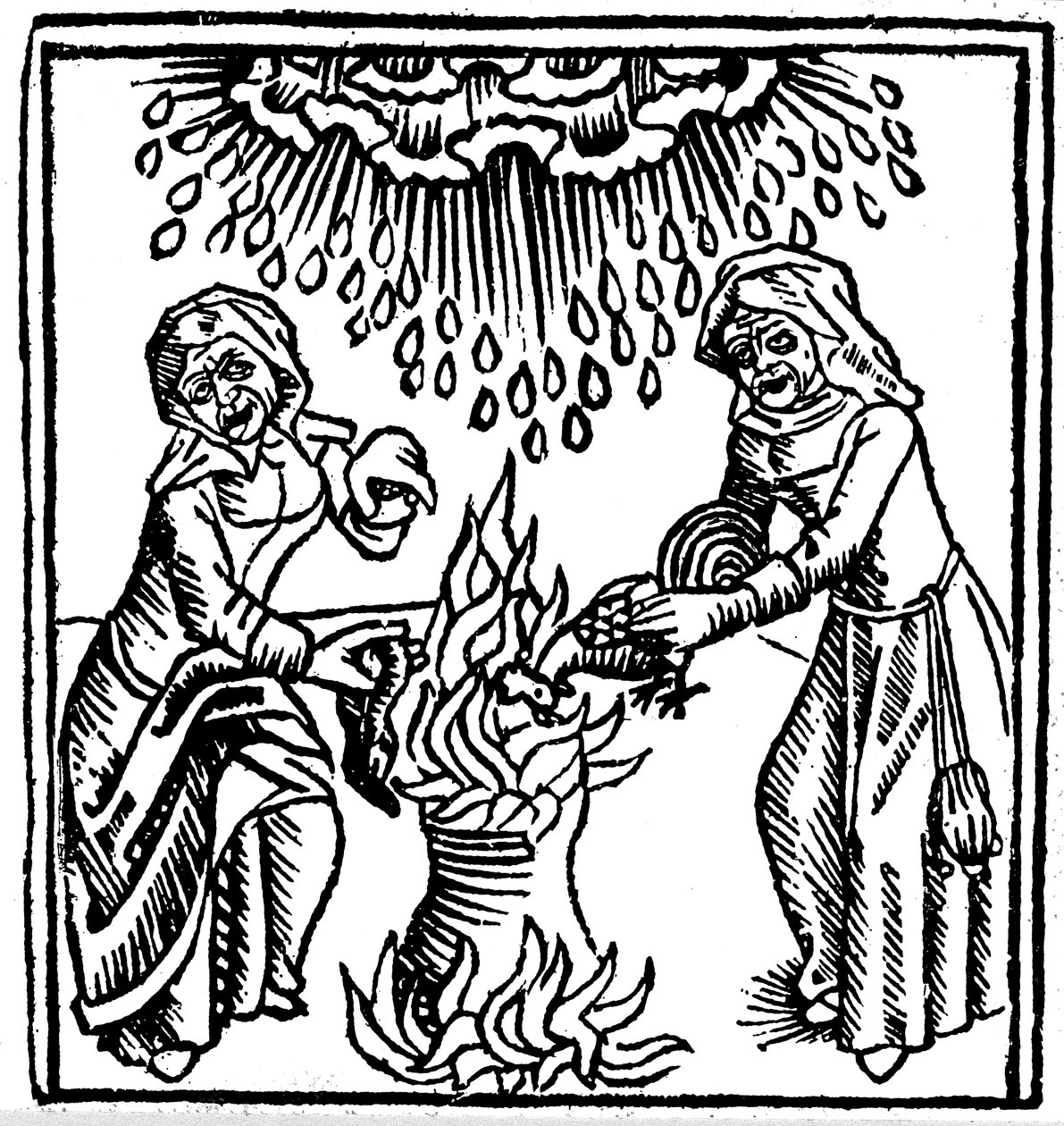 Yağmur yağdırmak için büyü yapan cadılar, 1489 by Unbekannt