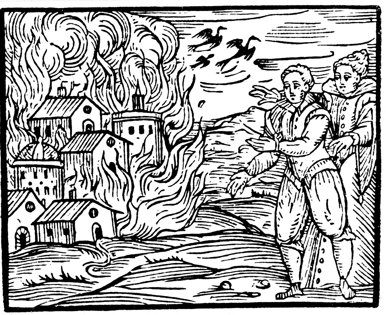 Bir evi ateşe veren cadılar - Swabia, 1533 by Unbekannt