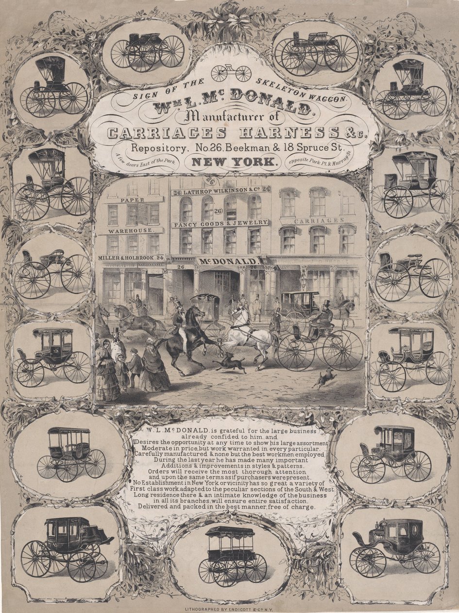 Wm. L. McDonald, Carriage Harness & Co. Deposu Üreticileri, No. 26 Beekman & 1..., 1852-86. by Unbekannt