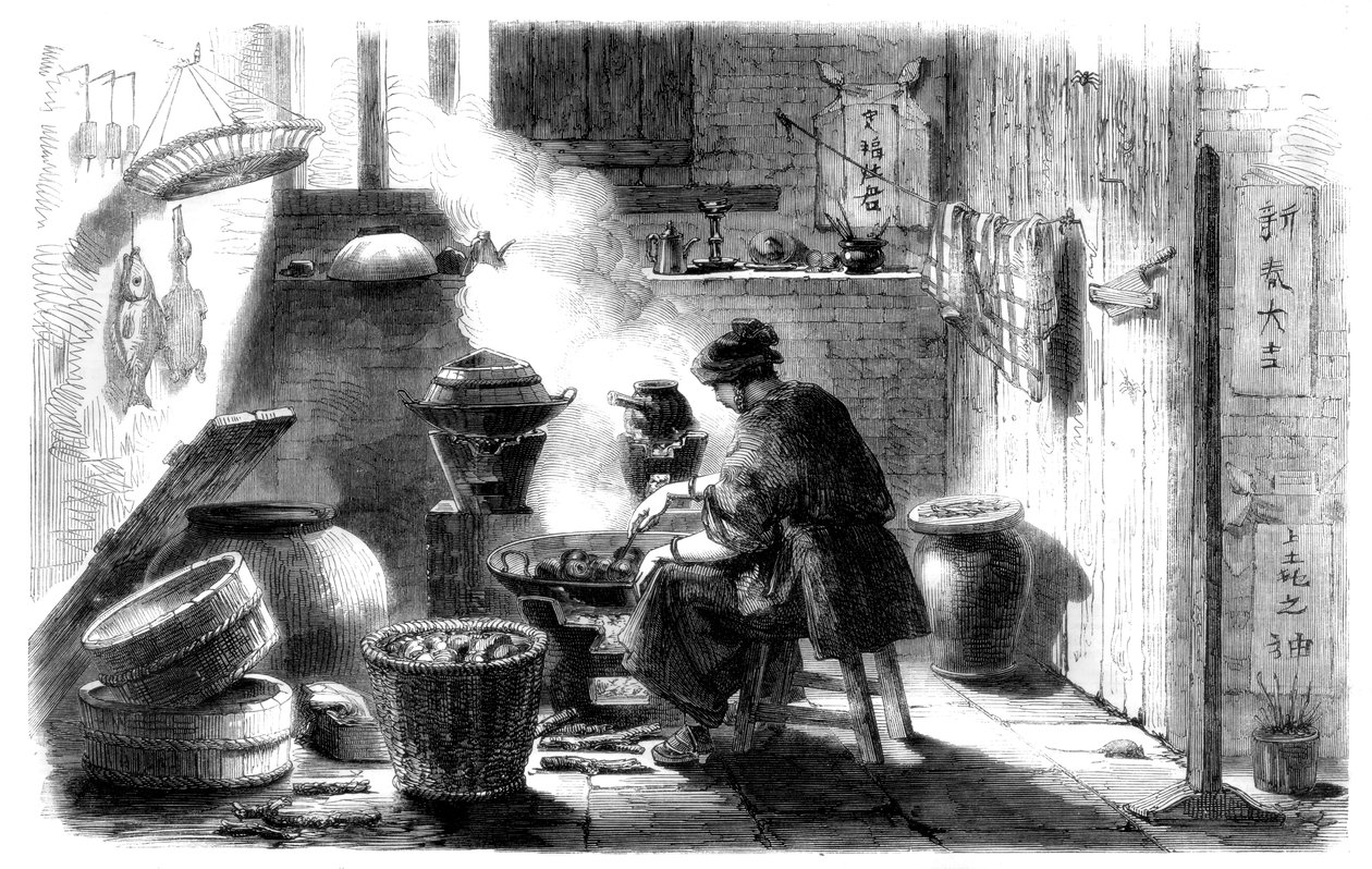 Çin Yeni Yılı için pasta hazırlayan kadın, 1861 by Unbekannt
