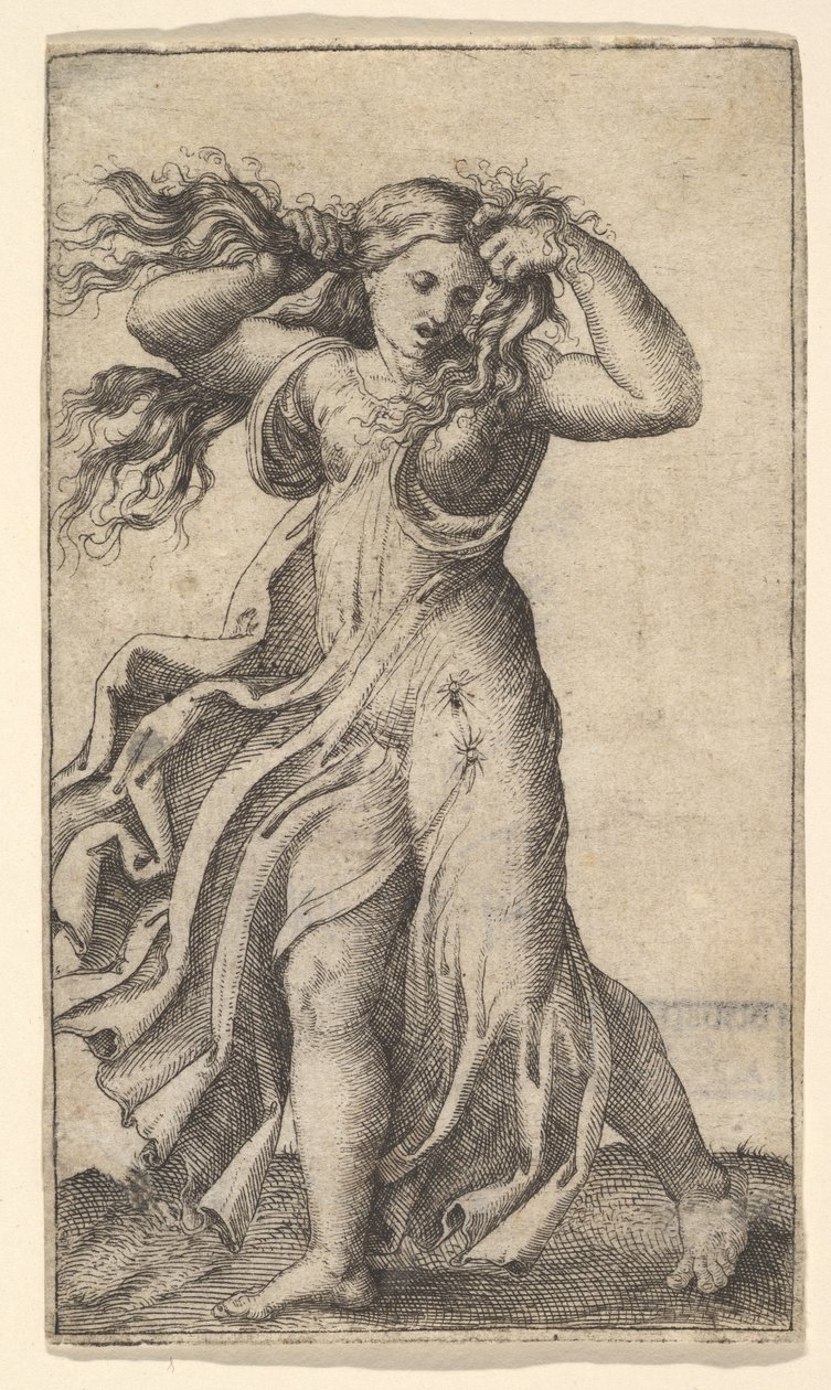 Saçını Çeken Kadın, ca. 1515. by Unbekannt