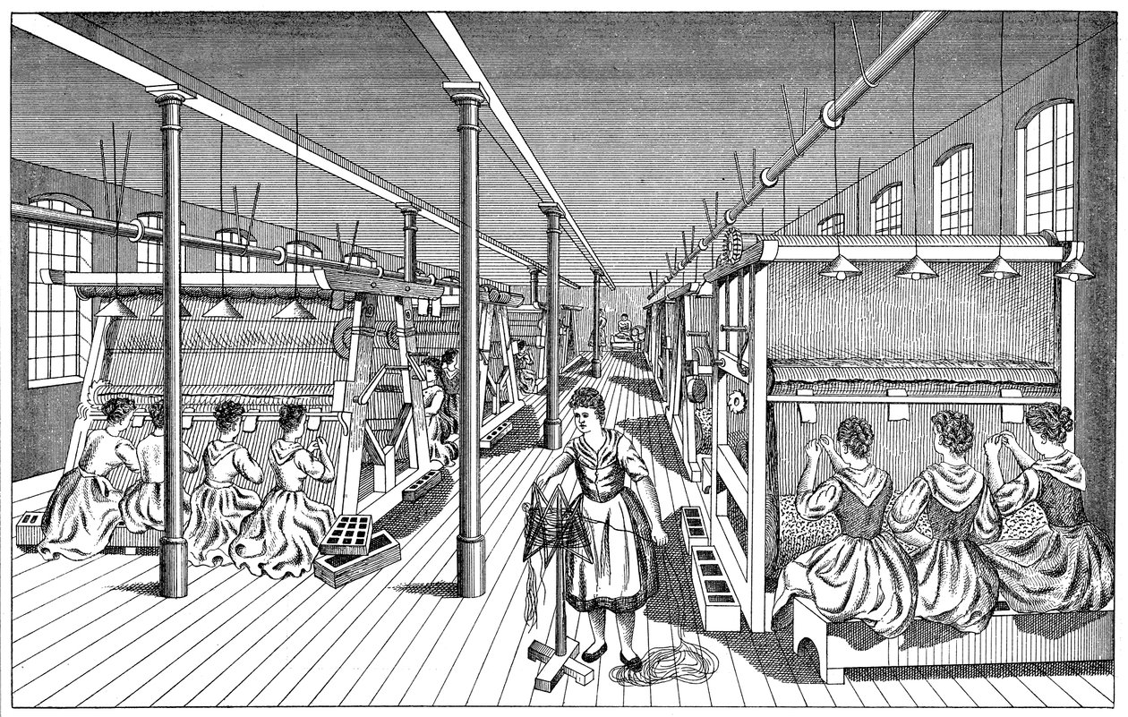 Bir halı fabrikasında çalışan kadın işçiler, c1895 by Unbekannt