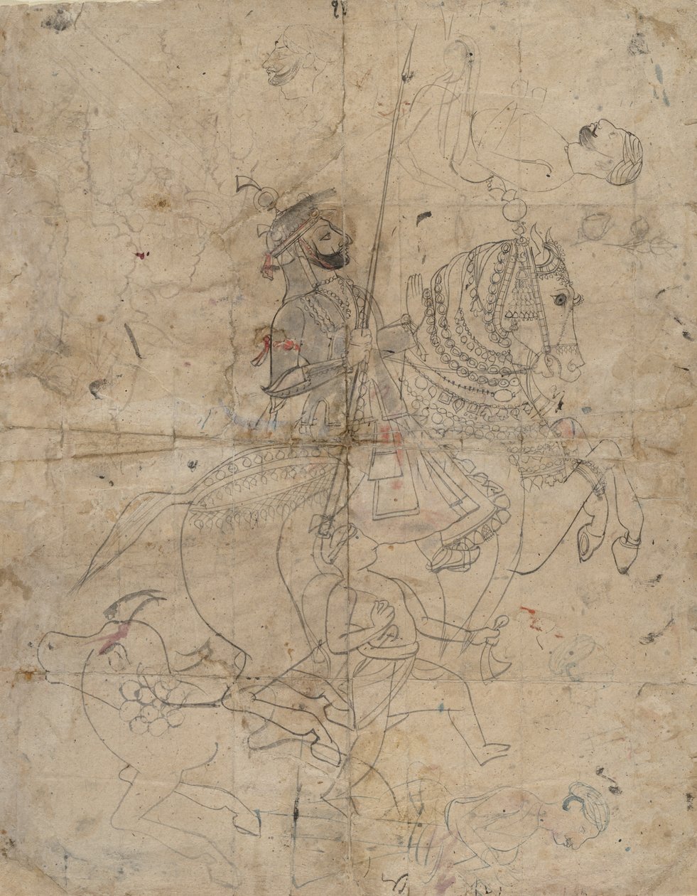 Brijnathji ve Swamini Rect savaş gemisi, Binicilik Portresi Verso, k. 1500 by Unbekannt