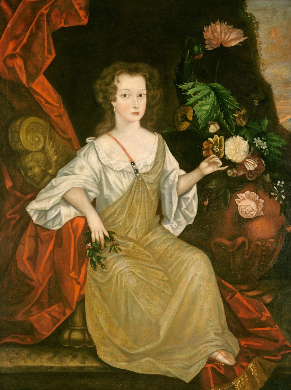 Kelebekli Genç Kadın, c. 1710. by Unbekannt