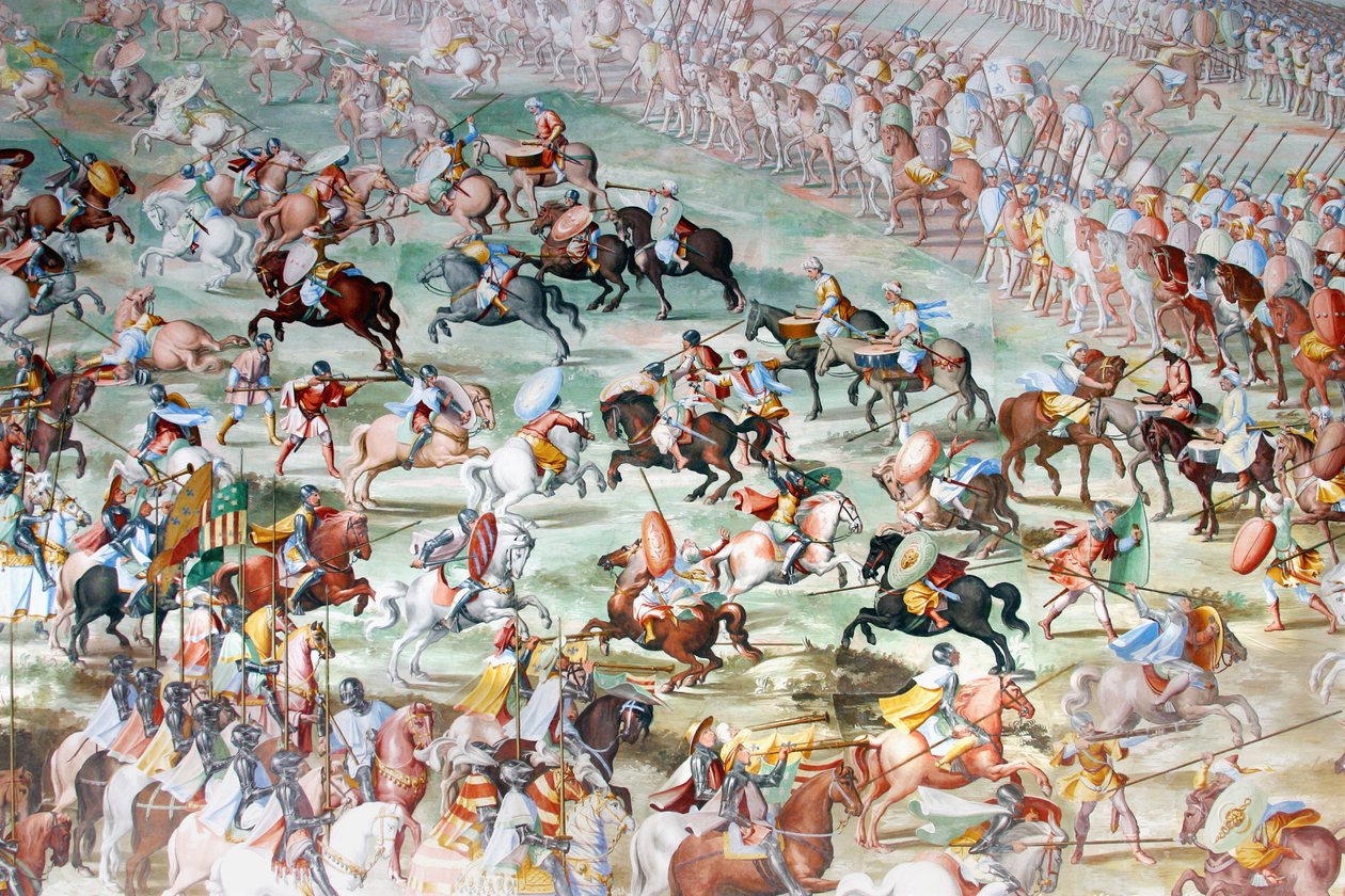 Savaş sahnesi, Savaş Salonundaki fresklerden detay by Unbekannt Unbekannt