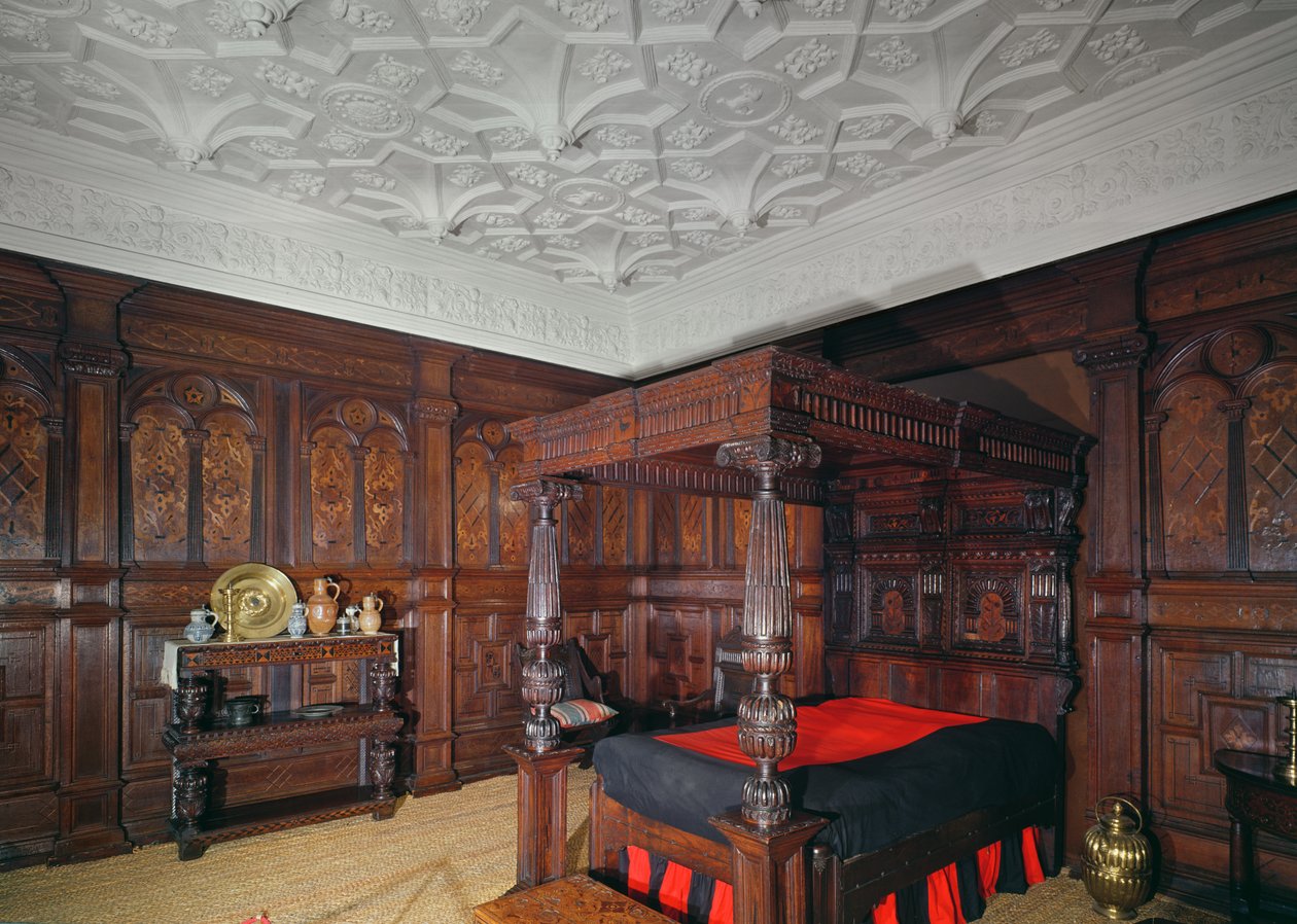 Kakma süslemeli yatak, 1593, Corbet Kalesi, Shrewsbury, Sizergh Kalesi, Cumbria
