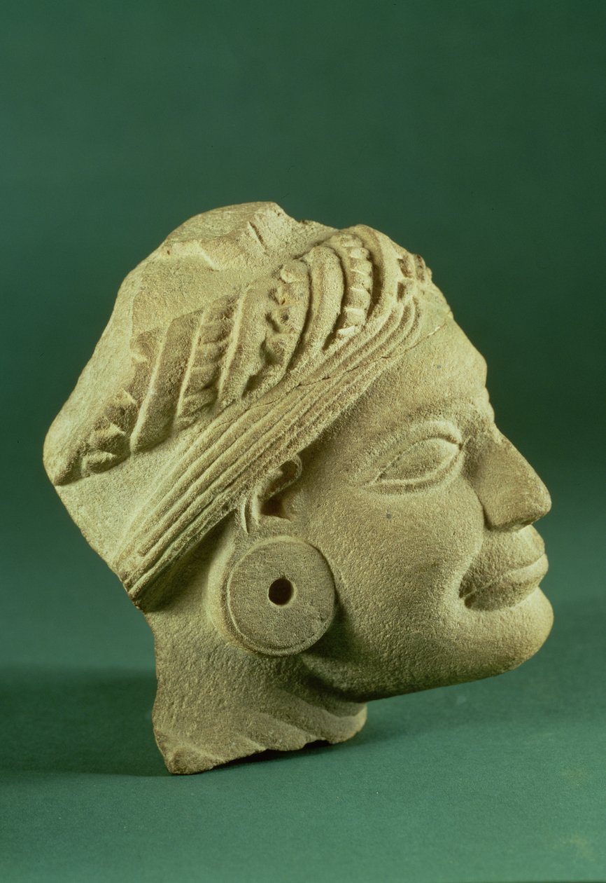 Parlatılmış kumtaşı türbanlı kafa, Sarnath, MÖ 3. yüzyıl by Unbekannt Unbekannt