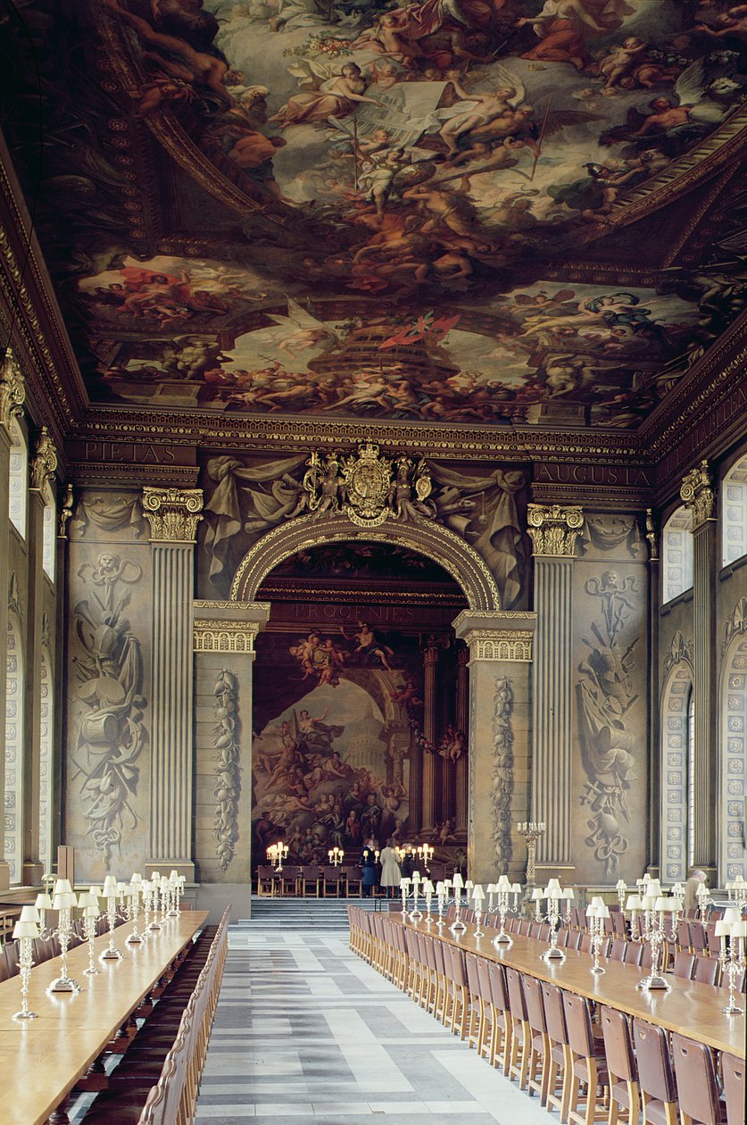 Painted Hall, Old Royal Naval College, Greenwich, Londra girişinin tavanı by Unbekannt Unbekannt