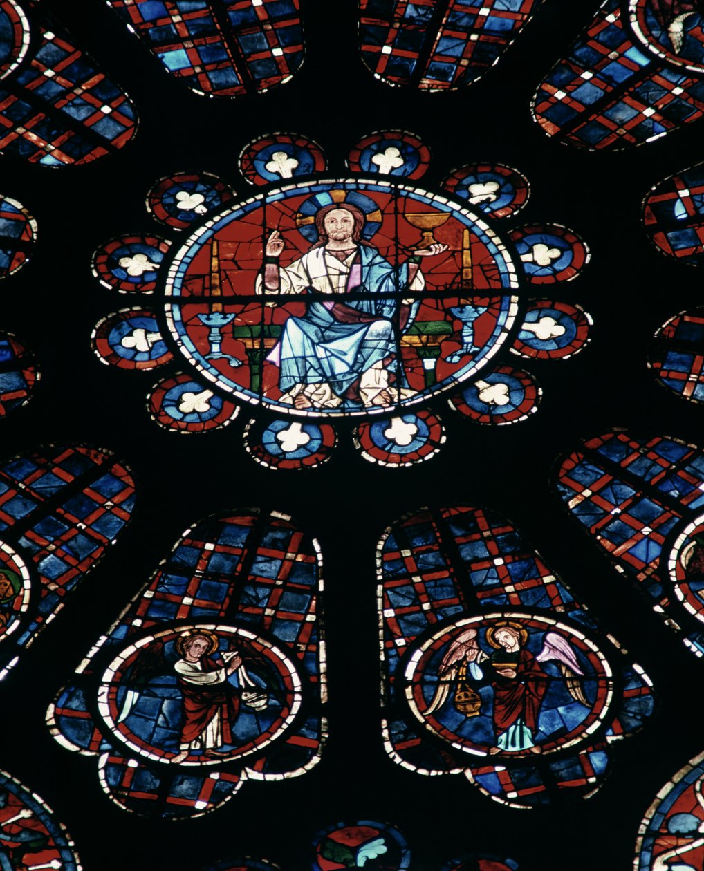 Majesteleri İsa; güney gül penceresi, c.1226 by Unbekannt Unbekannt
