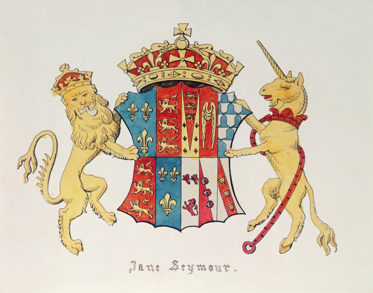 Jane Seymour'un Arması (c.1509-37), İngiltere Kralı VIII. Henry'nin (1491-1547) üçüncü karısı (baskı) by Unbekannt Unbekannt