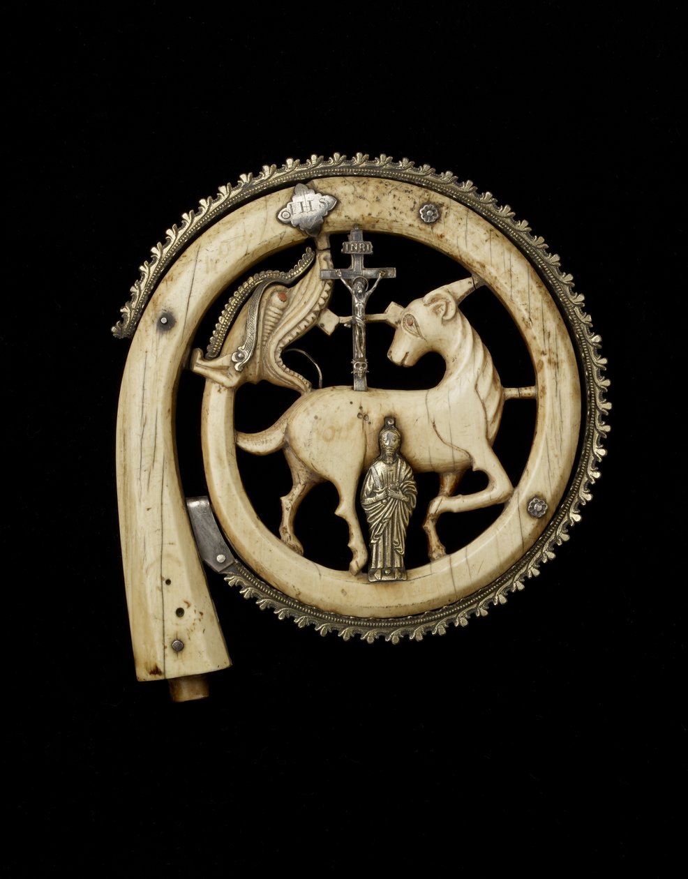 Paskalya Kuzusunu tasvir eden Crosier Head, muhtemelen daha yeni bineklerle 12. yüzyıl by Unbekannt Unbekannt