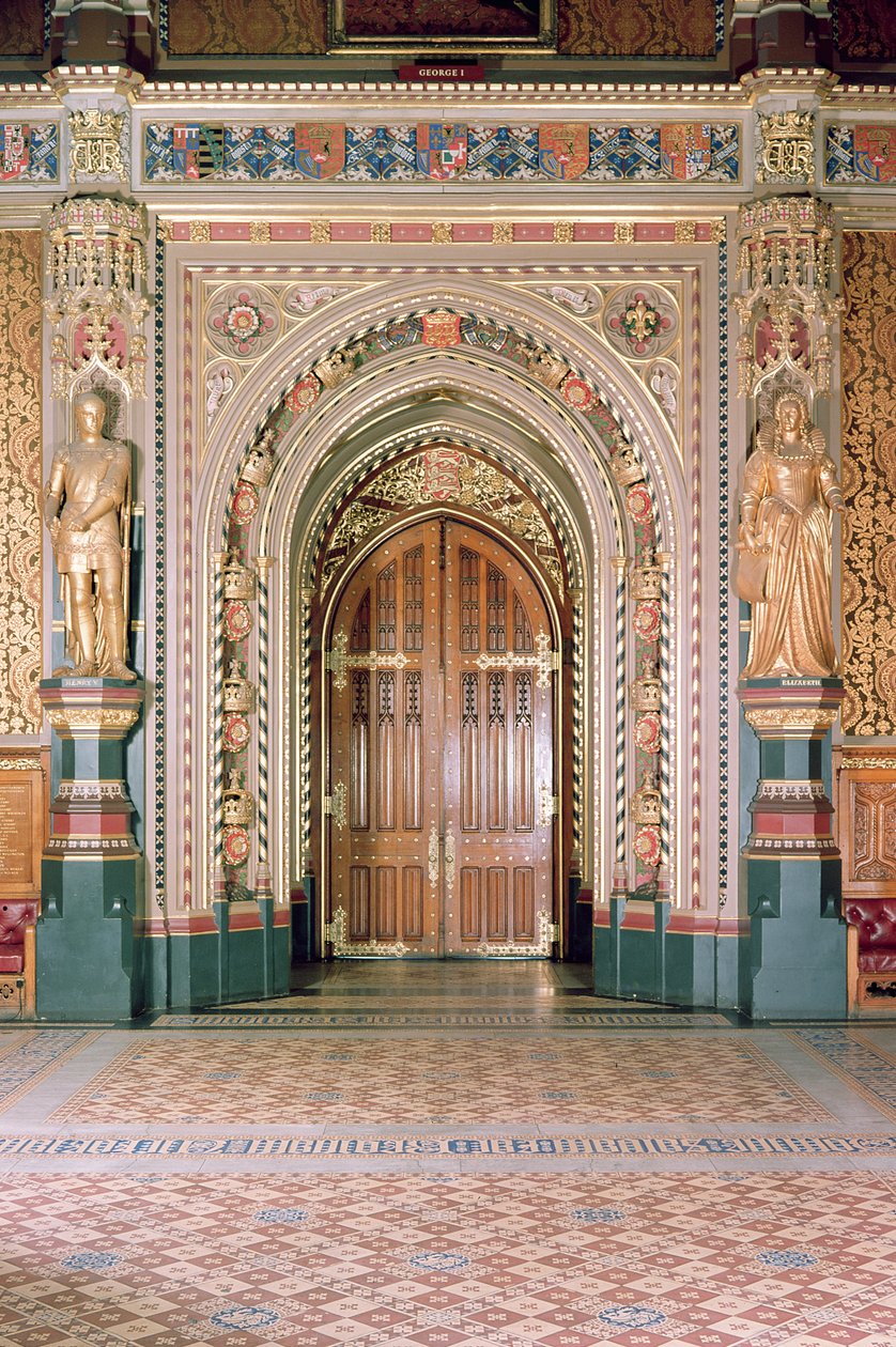 Parlamento Binaları, Soygun Odasına Giriş, Kraliyet Galerisi, 1841 dolayları, Sir Charles Barry, (1795-1860) & Augustus Pugin, (1812-52) Westminster, Londra, Birleşik Krallık by Unbekannt Unbekannt
