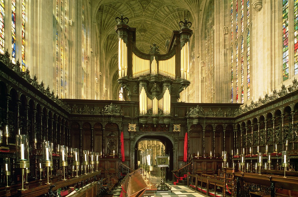 Koridor ve organı gösteren iç görünüm, Kings College Şapeli, Cambridge by Unbekannt Unbekannt