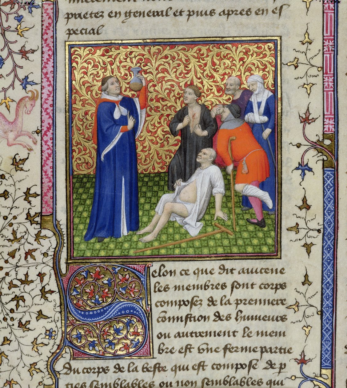 Ms.251 f.54v Hastalarıyla birlikte bir doktor, Des Proprietez des Choses, c.1415 by Unbekannt Unbekannt
